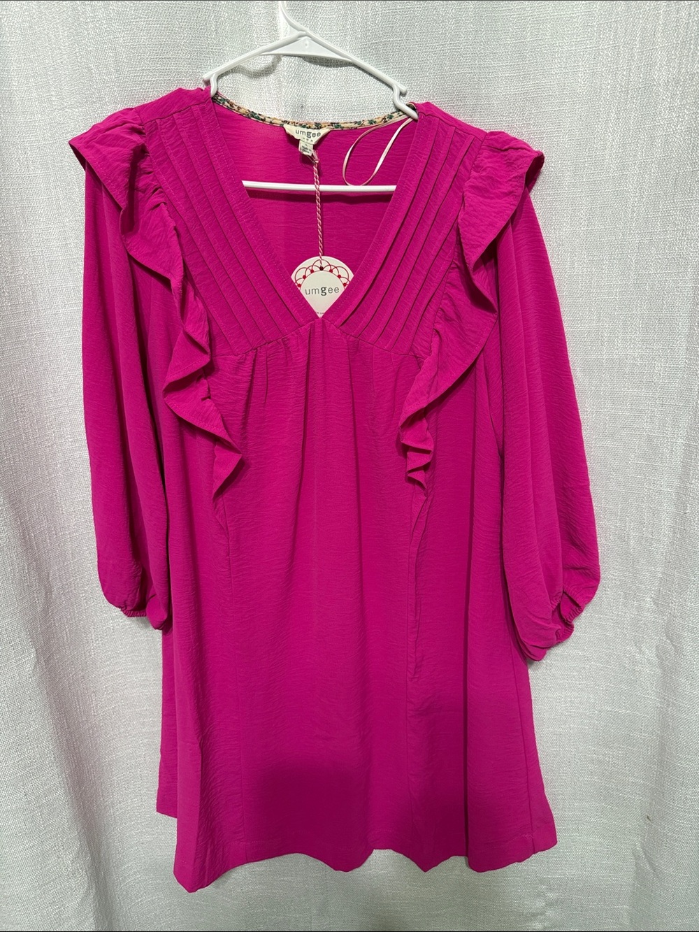 Umgee large pink Magenta Ruffle V-Neck dress